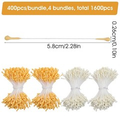Matwsec 1600PCS Stamens for Flower Making 2mm 2.3 Inch Long, Dark Yellow