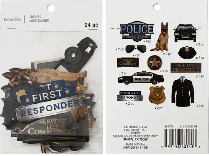 Recollections FIRST RESPONDER Police die cut stickers~24 piece NICE! Quick Ship!