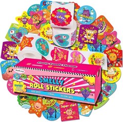 3 Rolls Scratch and Sniff Scented Stickers for Kids, 600 Pcs Motivational Reward