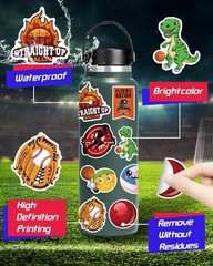 300 Assorted Sport Stickers: Waterproof Vinyl for Kids’ Water Bottles