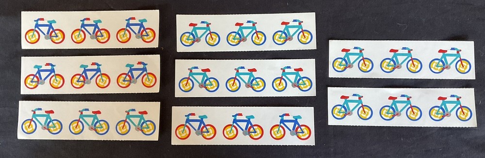 8 Strips LOT Vintage 1990 Mrs Grossman`s Bicycle Bike Stickers – Retired