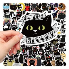 100 pcs Black Cat Stickers, Cute Cat, Hydro flask laptop no residue, 192