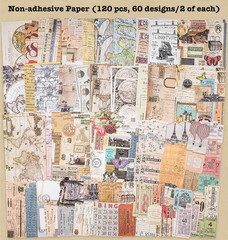 200 Pieces Vintage Ephemera Pack Decoupage Paper Junk Journal Kit Scrapbook Plan