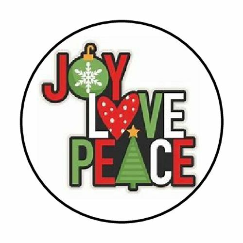 48 CHRISTMAS JOY PEACE LOVE ENVELOPE SEALS LABELS STICKERS 1.2″ ROUND