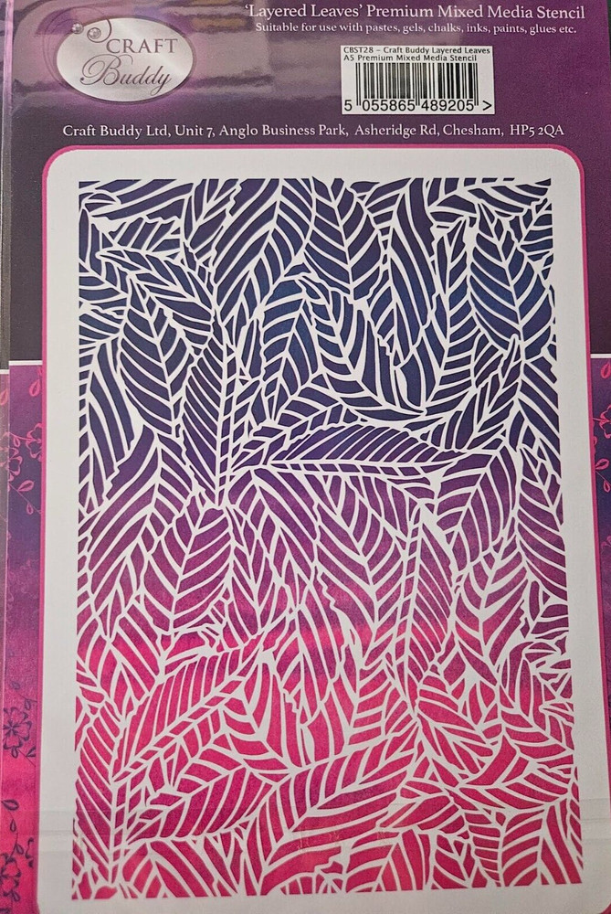 CraftbuddyUS Craft Buddy Layered Leaves A5 Premium Mixed Media Stencil-CBST28