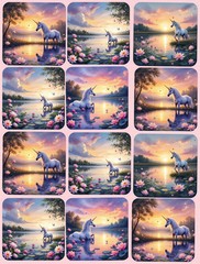 Unicorn Decoupage Rice Paper For Ornament-Wood Art Collage A4 1 Sheet