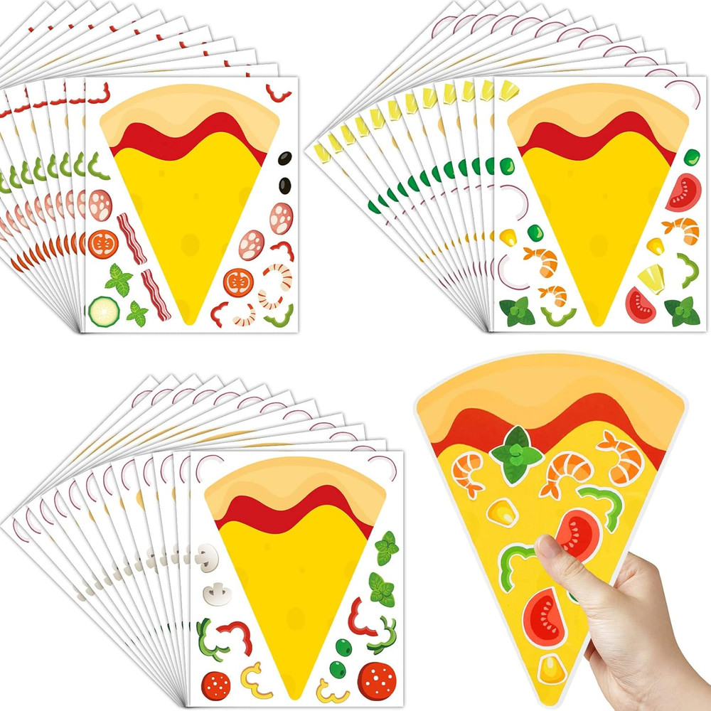 48 Sheets Make a Pizza Stickers, Make Your Own Pizza Stickers Crafts Party Suppl