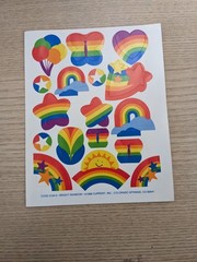 NEW Vintage Current Bright Rainbow Stars Butterflies Hearts Sticker Sheet 1988