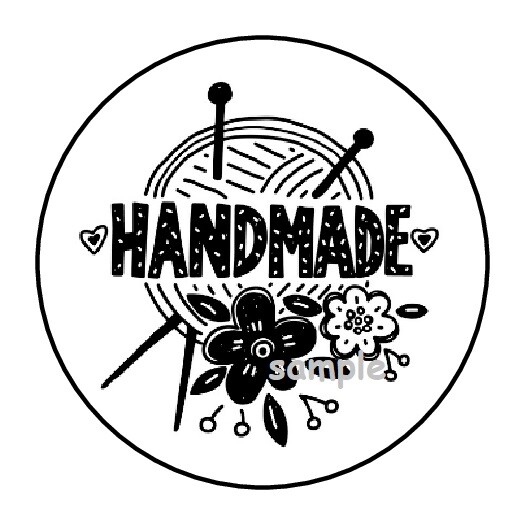 30 HANDMADE ENVELOPE SEALS LABELS STICKERS 1.5″ ROUND HAND MADE KNITTING YARN