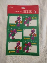 Vintage 90’s Barney Christmas Stickers 1993 New Sealed Lyons Group Holiday