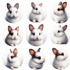 Set Bunny Rabbit Easter Tags Junk Journal Scrapbook