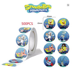 1000 (2 rolls) SpongeBob SquarePants Stickers Multi-Character ,500pcs/Rolls