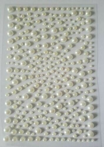 CraftbuddyUS 325 Self Adhesive White Pearl Diamante Stick On Rhinestone Gems