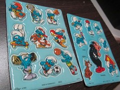 2 SMURF PUFFY STICKER SHEET S VINTAGE #1 AND #5 OOP 1980S