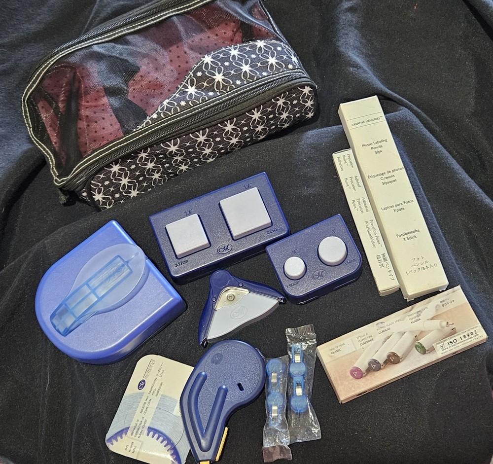 Creative Memories Daisy Mini Tote With Punches , Pens, Tape, And Bonus Items