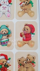 VINTAGE EUREKA HOLIDAY CHRISTMAS STICKER SHEET TEDDY BEARS. RARE COLLECTIBLE.