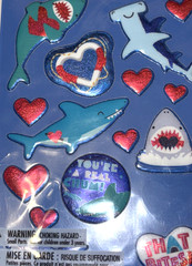 Valentine’s Day Sharks 17-ct 3D Puffy Stickers 1 Sheet by American Greeting