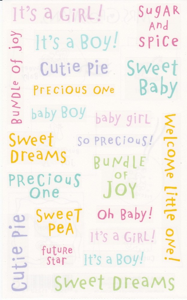Mrs. Grossman’s Giant Stickers – Baby Captions Multi Color – Cutie Pie -2 Strips