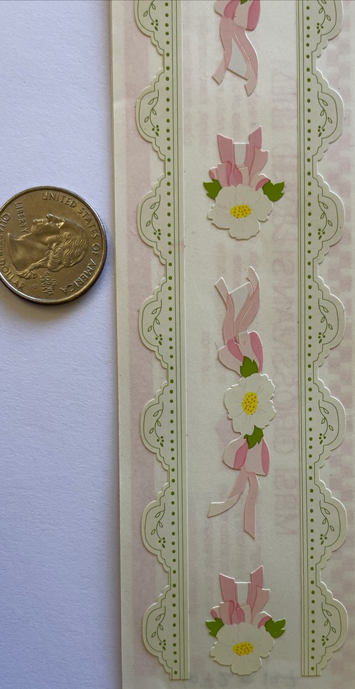 FLORAL LACE Design Line Border Sticker (9pc)Mrs.Grossman’s•Borders•Pink Ribbons