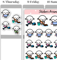 Cleaning Planner Stickers, Clean Chores Sticker, Journal Calendar Sticker M0109