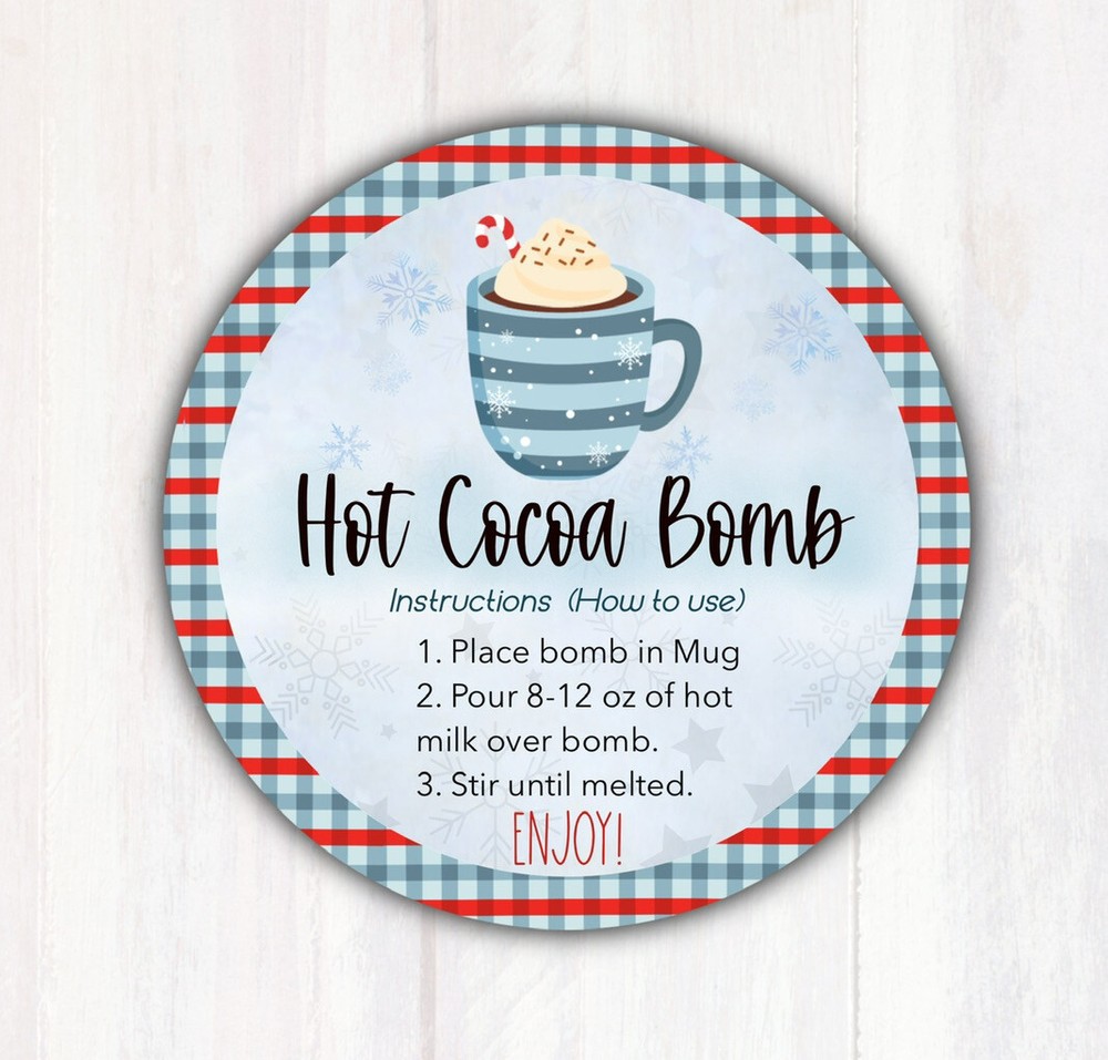 200 Hot Cocoa Bomb Stickers / Holiday Cocoa Bomb Labels Tags Stickers 2” Round