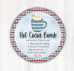 200 Hot Cocoa Bomb Stickers / Holiday Cocoa Bomb Labels Tags Stickers 2” Round