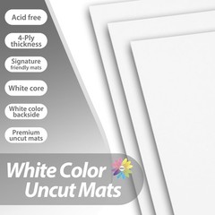 Mat Board Center, Pack of 20 13×19 Uncut Photo Mats, White Backing Boards Id…