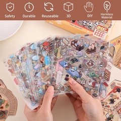 Adorable 3D Scene Stickers Set – 20 Designs for Stress Relief & Enjoyment