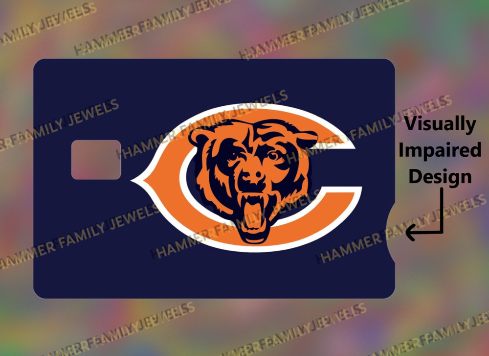 Chicago Bears Fan Art Credit Card Decal with Visually Impaired Design