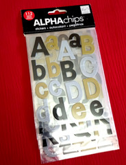 ALPHA CHIPS 112 Pieces Upper Lower Alphabet Numbers Stickers Black Gray Gold