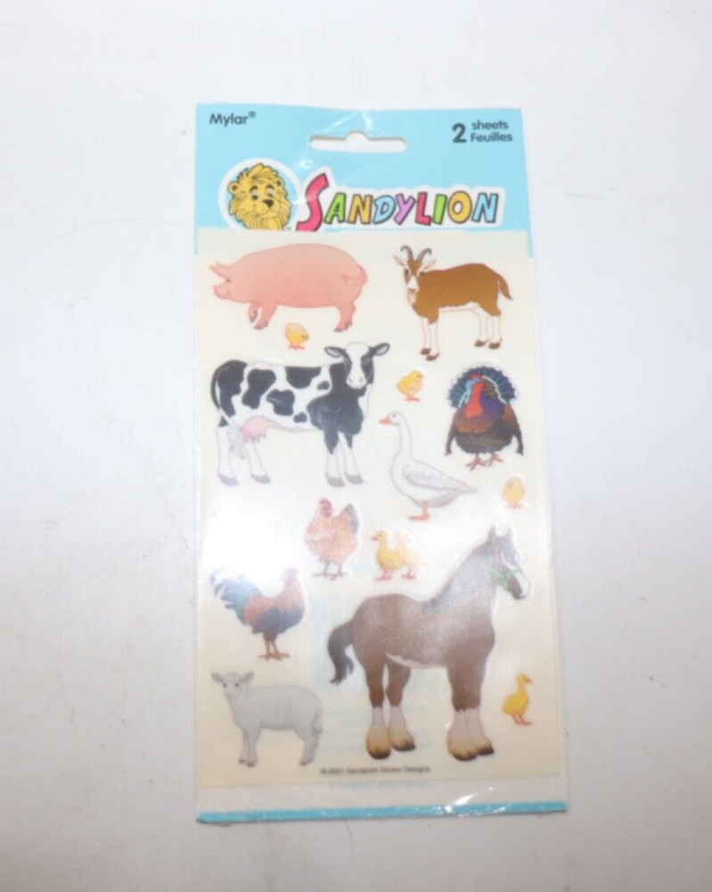 Sandylion FARM ANIMALS cow horse goat pig duck sheep Stickers Vintage Rare 2001