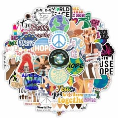 50pcs BLM Stickers, Human Rights World Peace Together Waterproof, 035