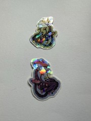 2pc Holographic Mushroom Stickers/Decals, Multicolor Scrapbooking