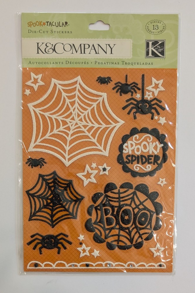 Halloween Spooktacular Spiderwebs Glitter Die-Cut Scrapbook Stickers K&Company