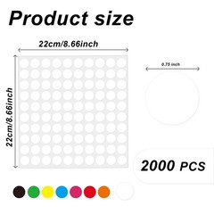 2000PCS Round White Price Stickers 3/4″ Color Coding Labels Sheets