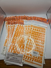 Alpha Stickers ORANGE 25 Pack Lot, 4 Sheets Per Pack, 100 Sheets Total, NEW