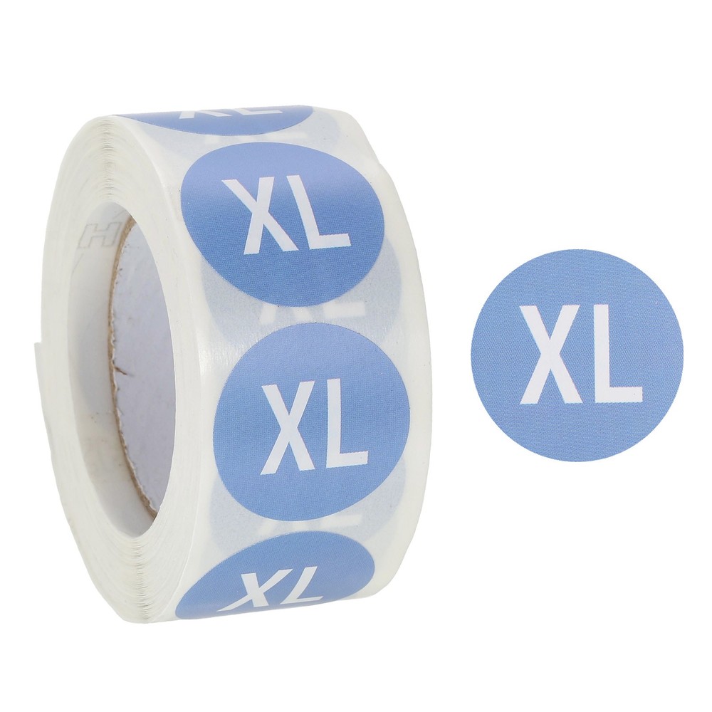 1Roll Clothing XL Size Stickers 1″ Round Coded Self-Adhesive Labels Light Blue