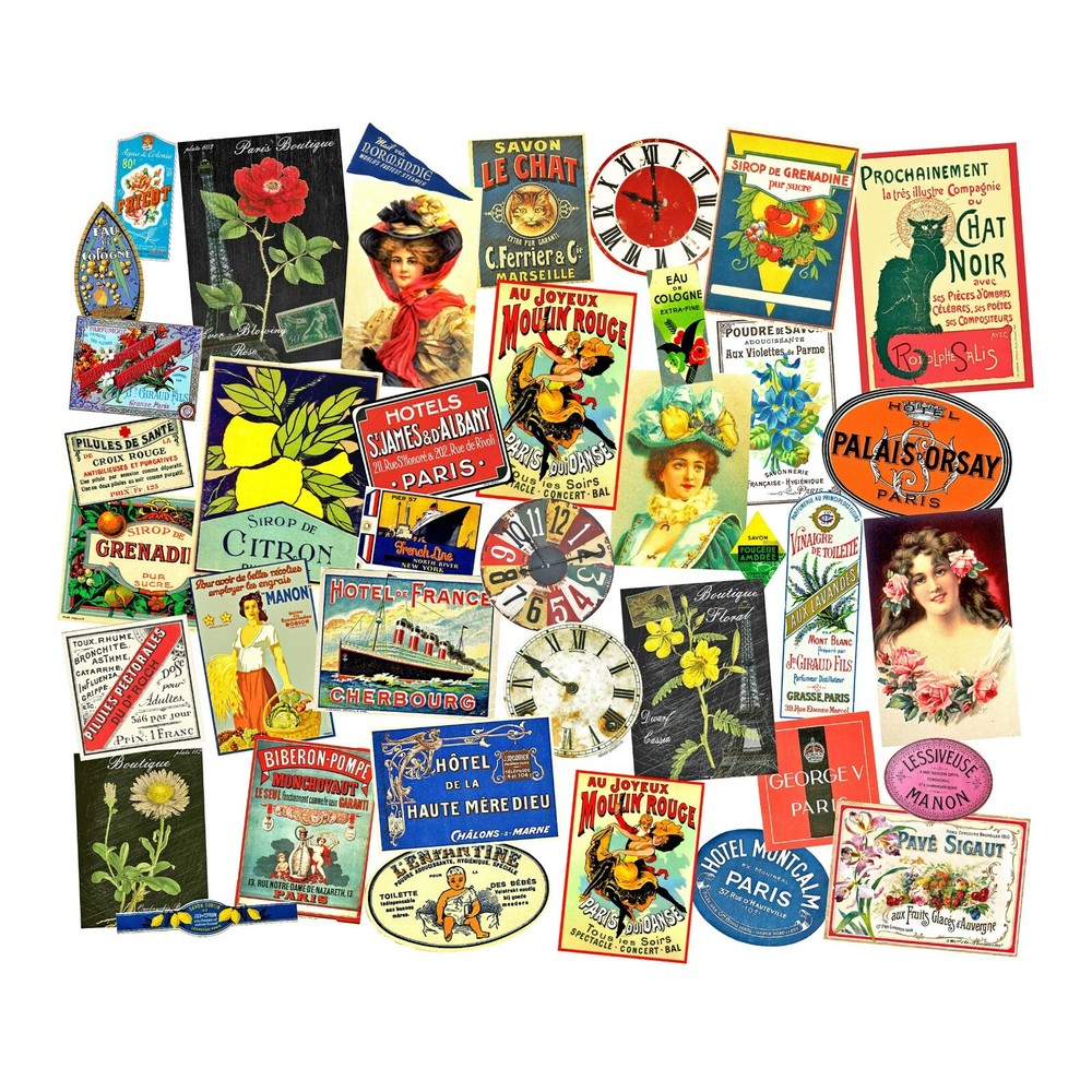 French Sticker, Paris Set, Deluxe Victorian Travel Theme Label, France, 3 Sheets