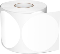 3 Inches White Circle Stickers Roll 500 PCS, Self-Adhesive Large round Color