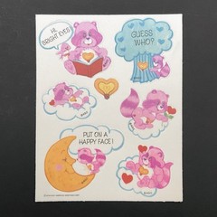 Vtg 80s RARE Care Bear Cousins Satin Fabric Sticker Sheets American Greetings