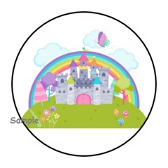 30 CASTLE & RAINBOW ENVELOPE SEALS LABELS STICKERS 1.5″ ROUND FLOWERS BUTTERFLY