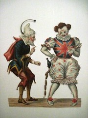Crazy Vintage English Die Cuts of Clown & Jester w/ Unusual Costumes *