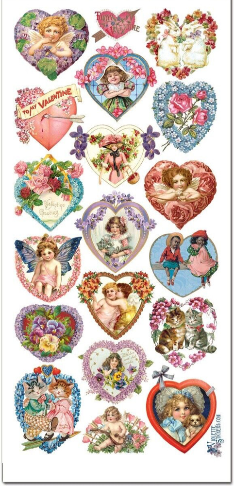 Violette Stickers Victorian Hearts Valentine’s Day Cupid Crafts Planner Supply