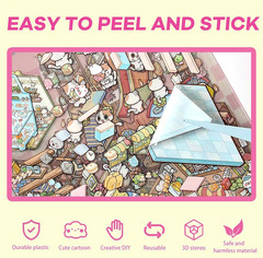 20 Sets of DIY 3D House Scene Cute Cartoon Stickers Kit for Kids & Adults