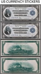 $2 Two Dollar 1918 Federal Reserve Bank Note (US CURRENCY STICKERS) (Lot Of 2)