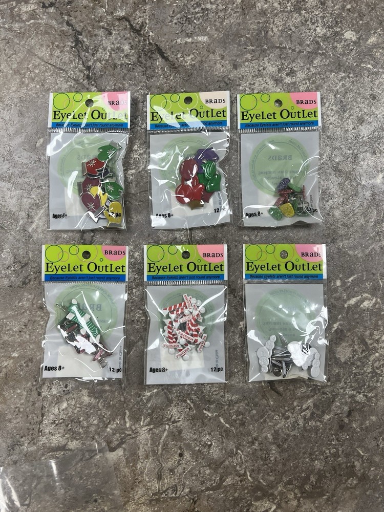 Eyelet Outlet Brads Lot of Christmas NEW 6 packs Card Making Scrapbooking
