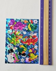 Vtg Sandylion Stickers Holiday Dinosaurs Prismatic winter Christmas snowman
