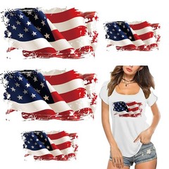 4 Pcs American Flag Iron On Patches Two Sizes Heat Large, red,blue,white