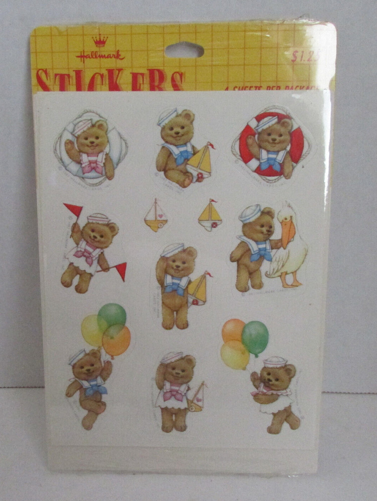 VINTAGE 1983 Hallmark Sailor Bears Teddy Bears Sailboats Balloons Stickers NIP