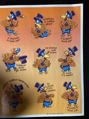 3 Sheets VINTAGE HALLMARK THANKSGIVING STICKERS TURKEYS TEACHER REWARDS